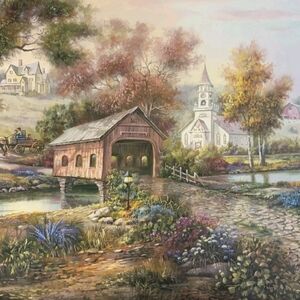 Carl Valente *Razzberry Creek Crossing* Replica Print Only. No Frame. 27x38
